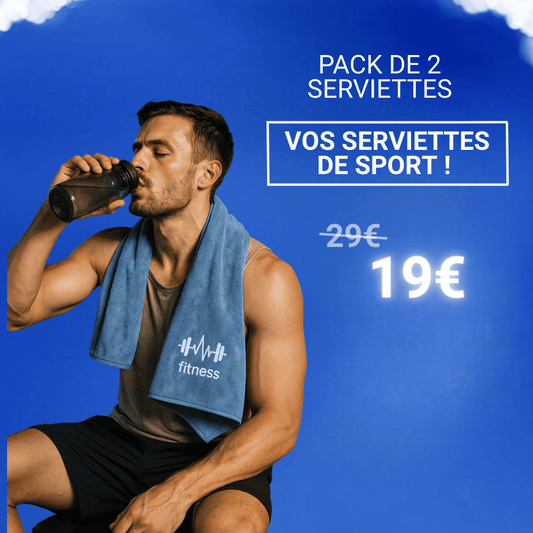 Serviettes de sport françaises bleues – Pack de 2