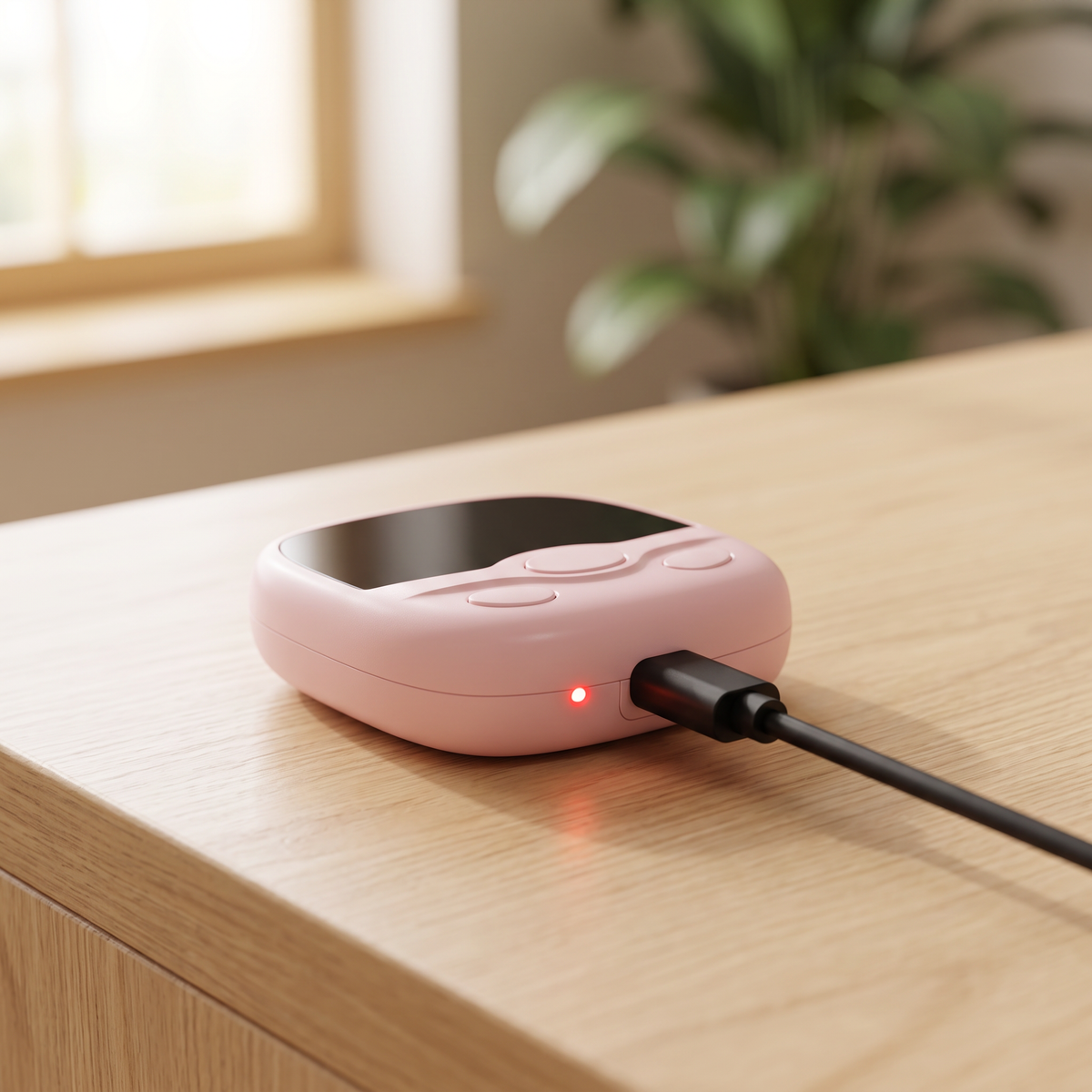 Boîtier de la ceinture EMS fessiers en charge par câble USB, témoin rouge allumé