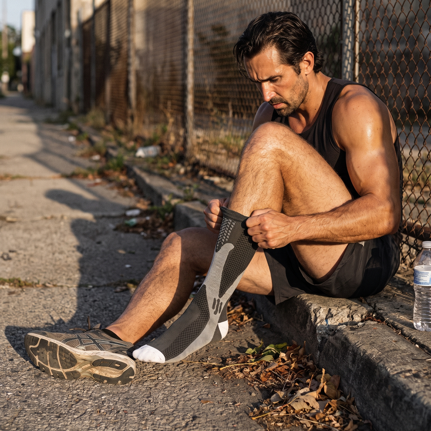 Chaussettes de compression portées pendant une séance de sport