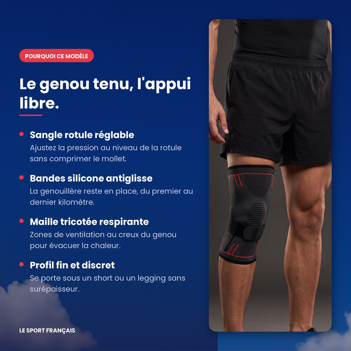 Points forts de la genouillère de compression sangle rotule