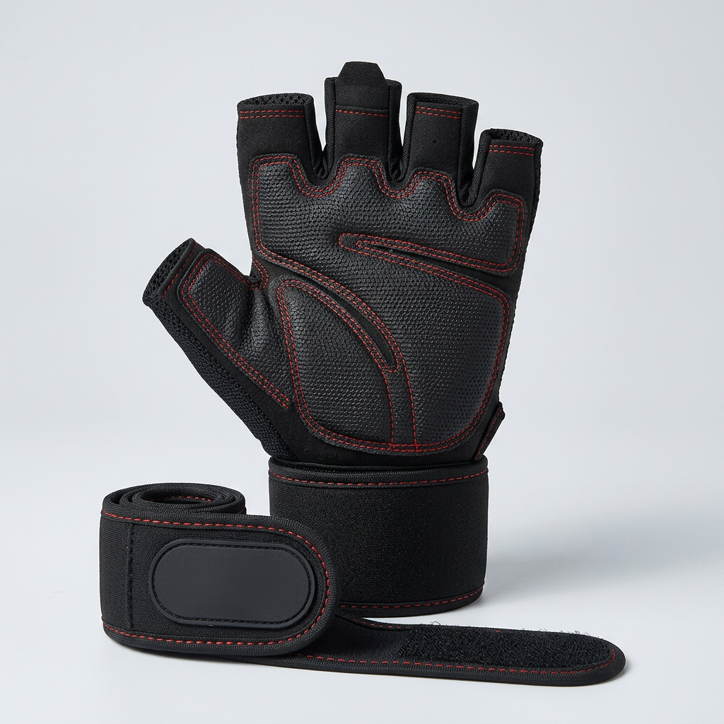 Intérieur du gant de musculation côté paume : coussinet rembourré et grip antidérapant