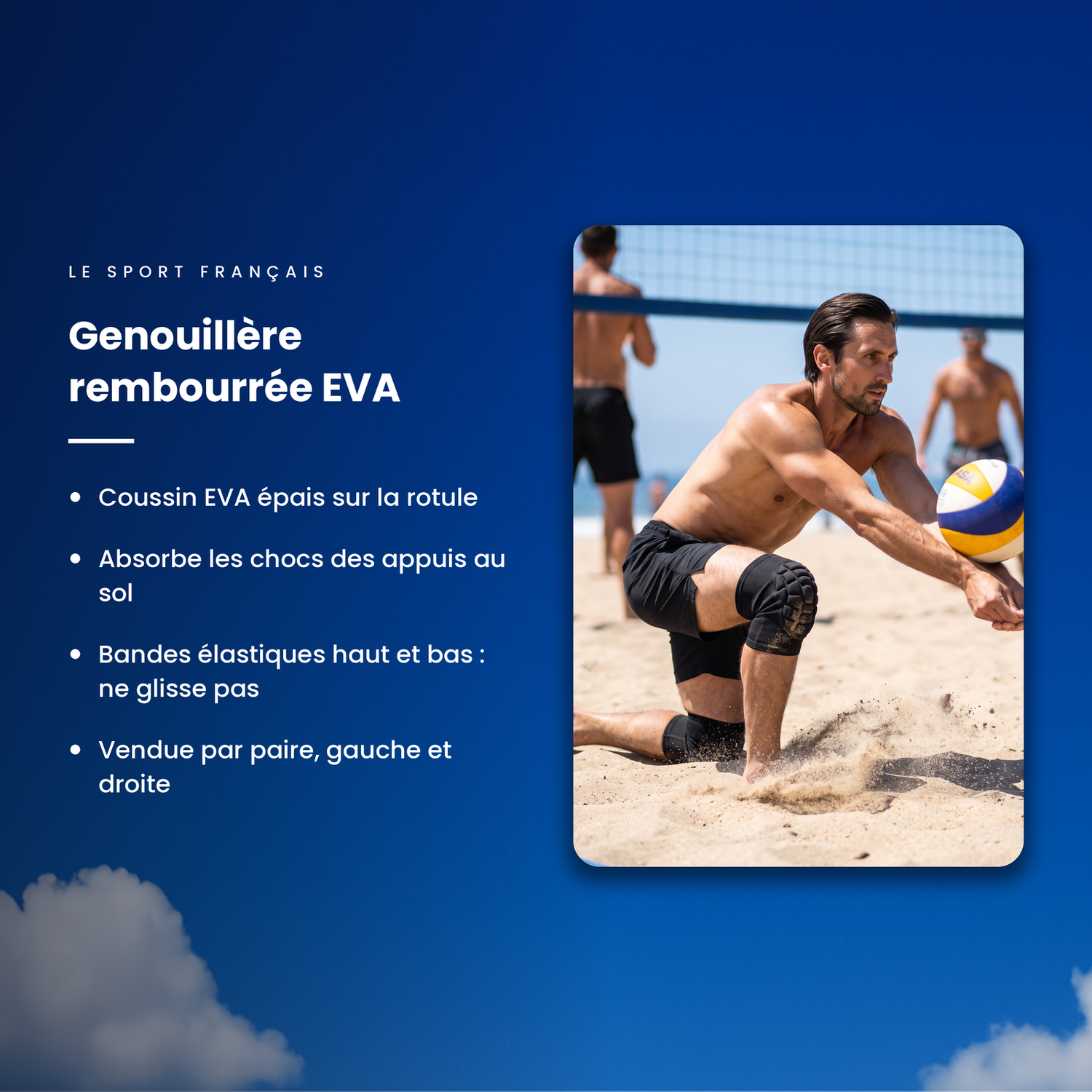 Points forts de la genouillère de compression rembourrée EVA vendue par paire