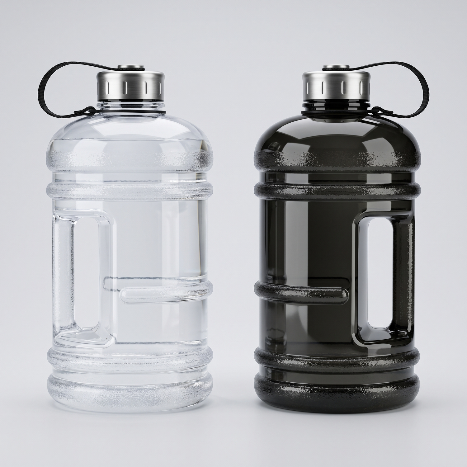 Gourde de sport 2 litres avec poignée, coloris transparent et noir – Le Sport Français