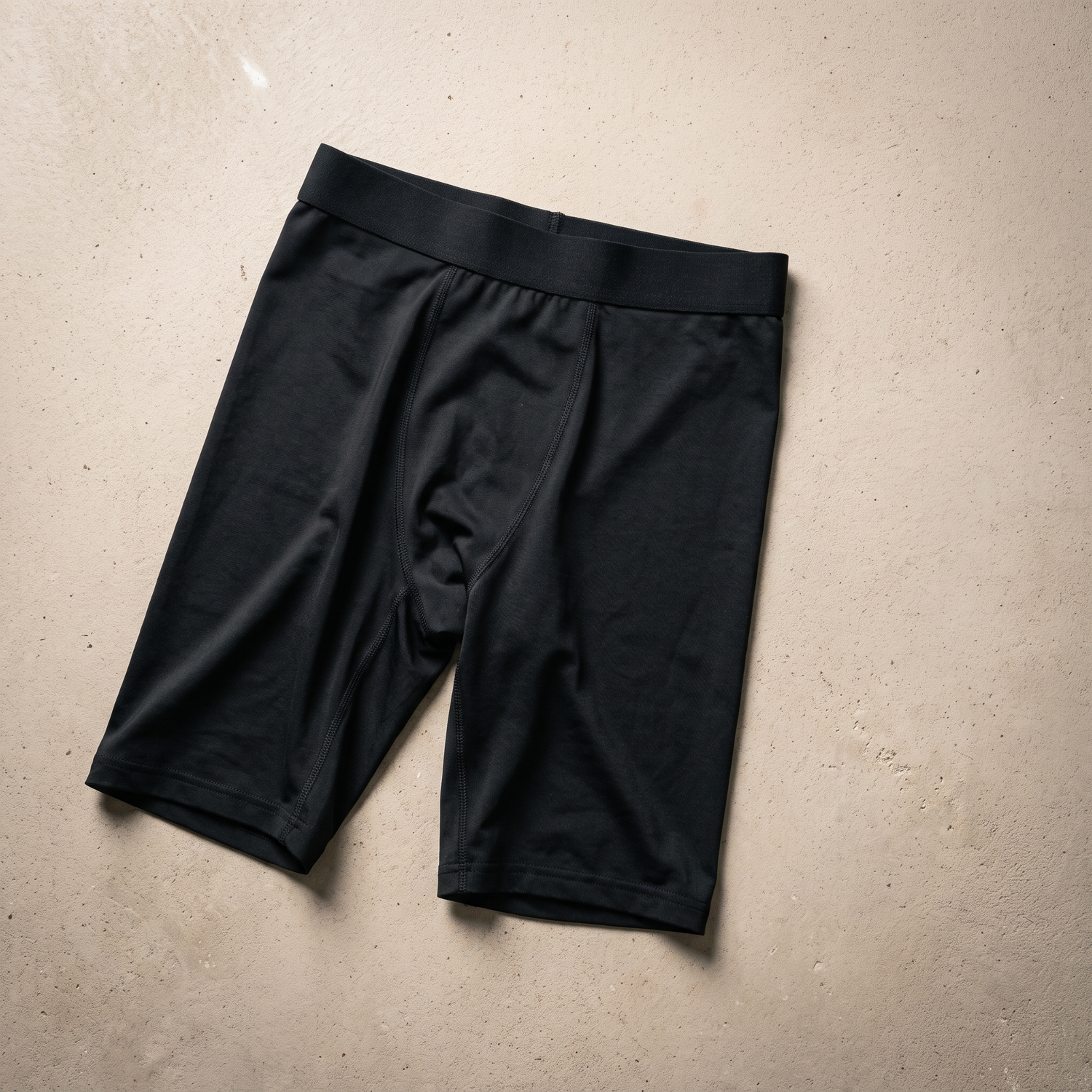 Short de compression homme noir photographié à plat