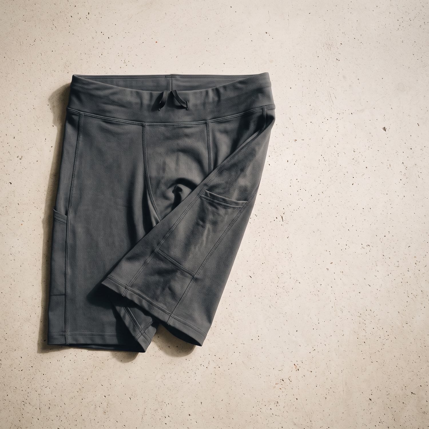 Short de compression homme avec poche photographié à plat