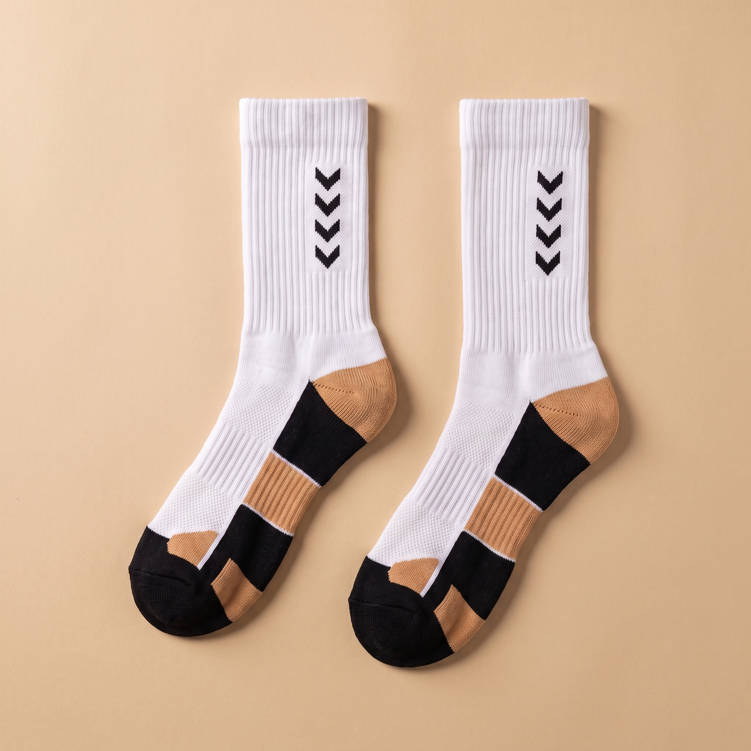 Chaussettes compression blanc noir a plat