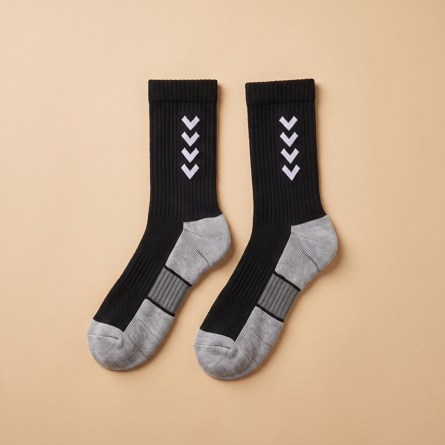 Chaussettes compression noir gris a plat