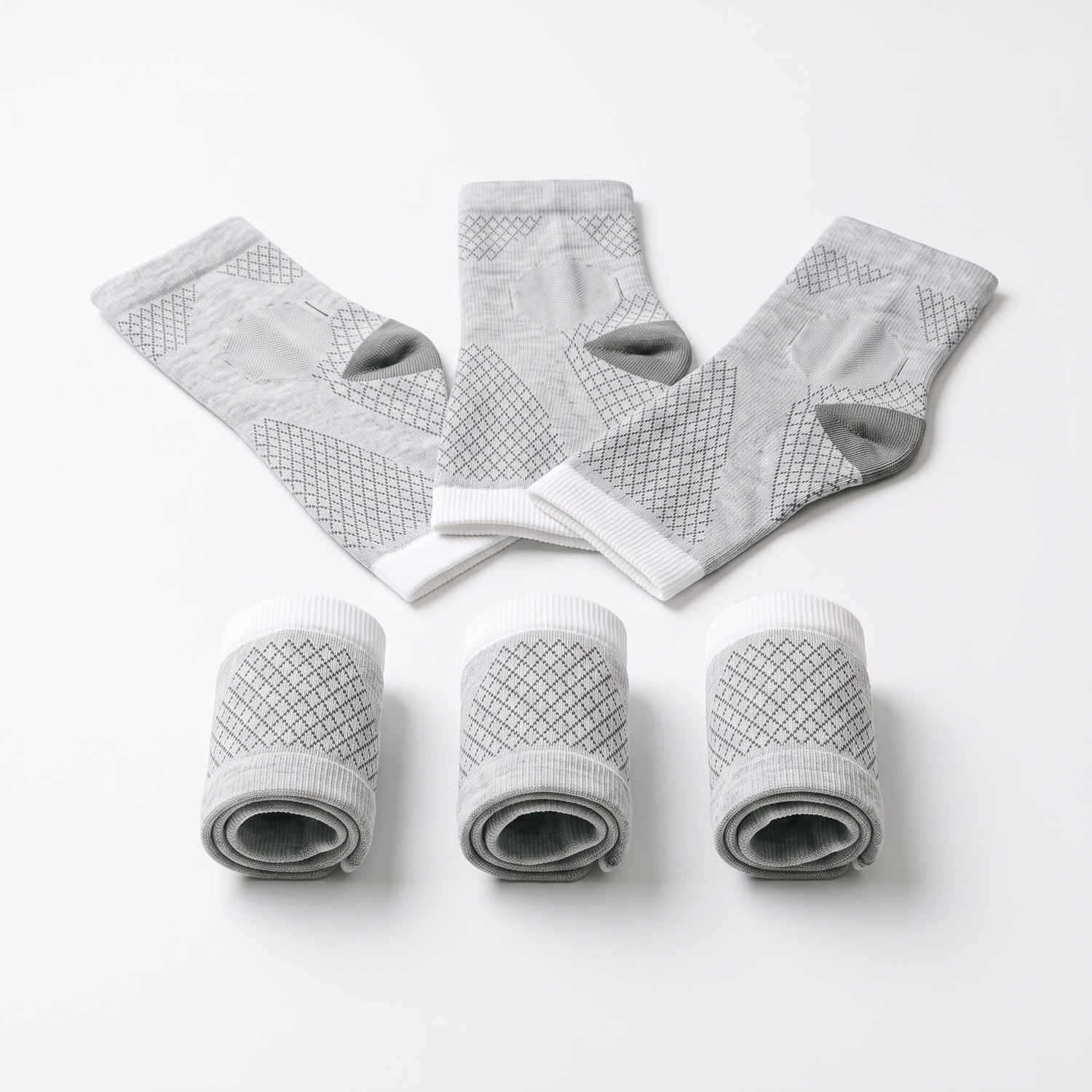 Lot de 3 paires de manchons de compression cheville et pied blancs à bout ouvert - Le Sport Français