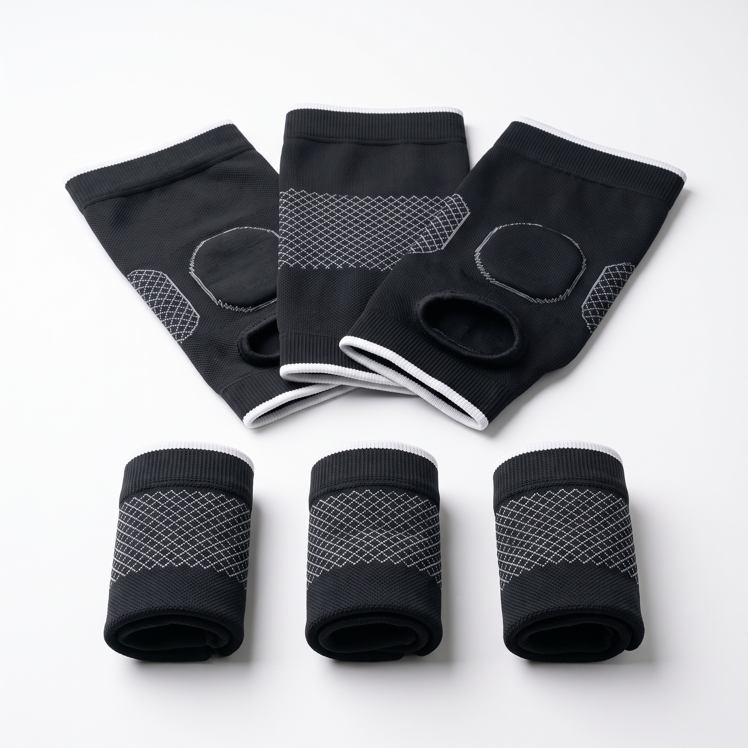 Lot de 3 paires de manchons de compression cheville et pied noirs à bout ouvert - Le Sport Français