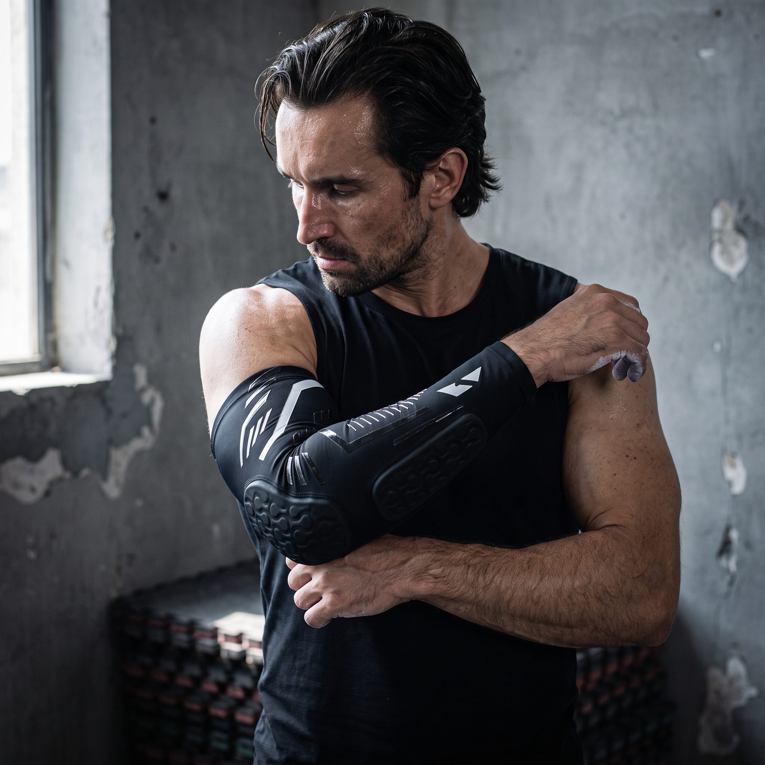 Homme portant le manchon de compression bras complet Le Sport Français