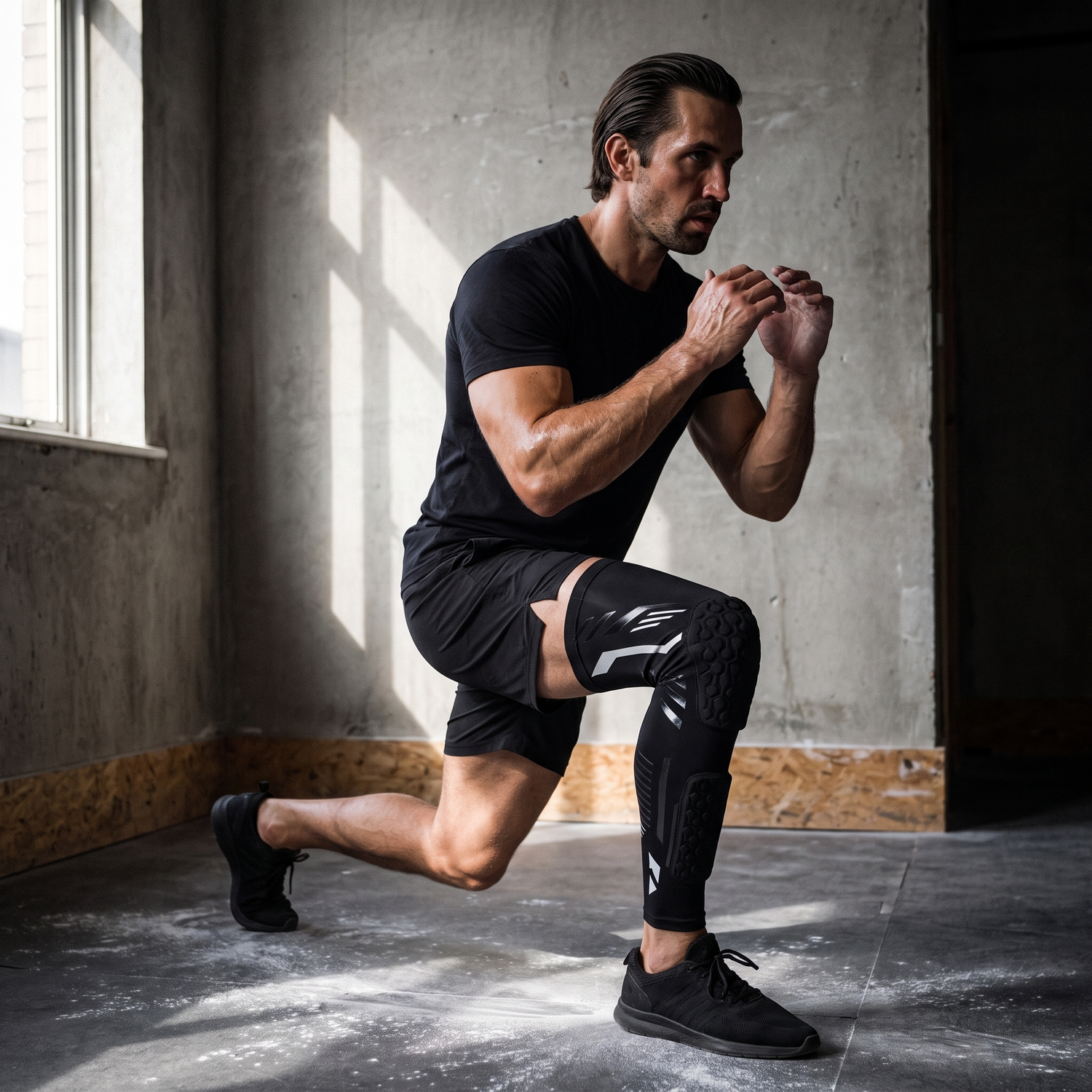 Homme portant le manchon de compression jambe complète Le Sport Français