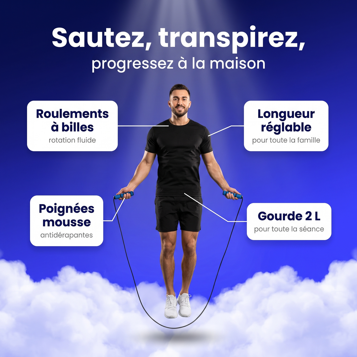 Séance de corde à sauter à la maison