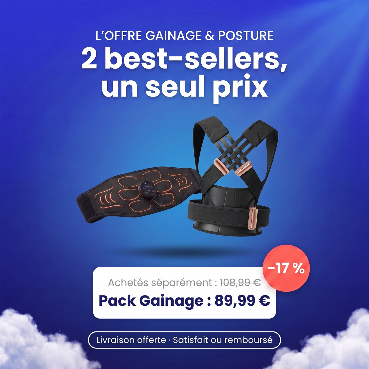 Offre Pack Gainage & Posture : 89,99 € au lieu de 108,99 €
