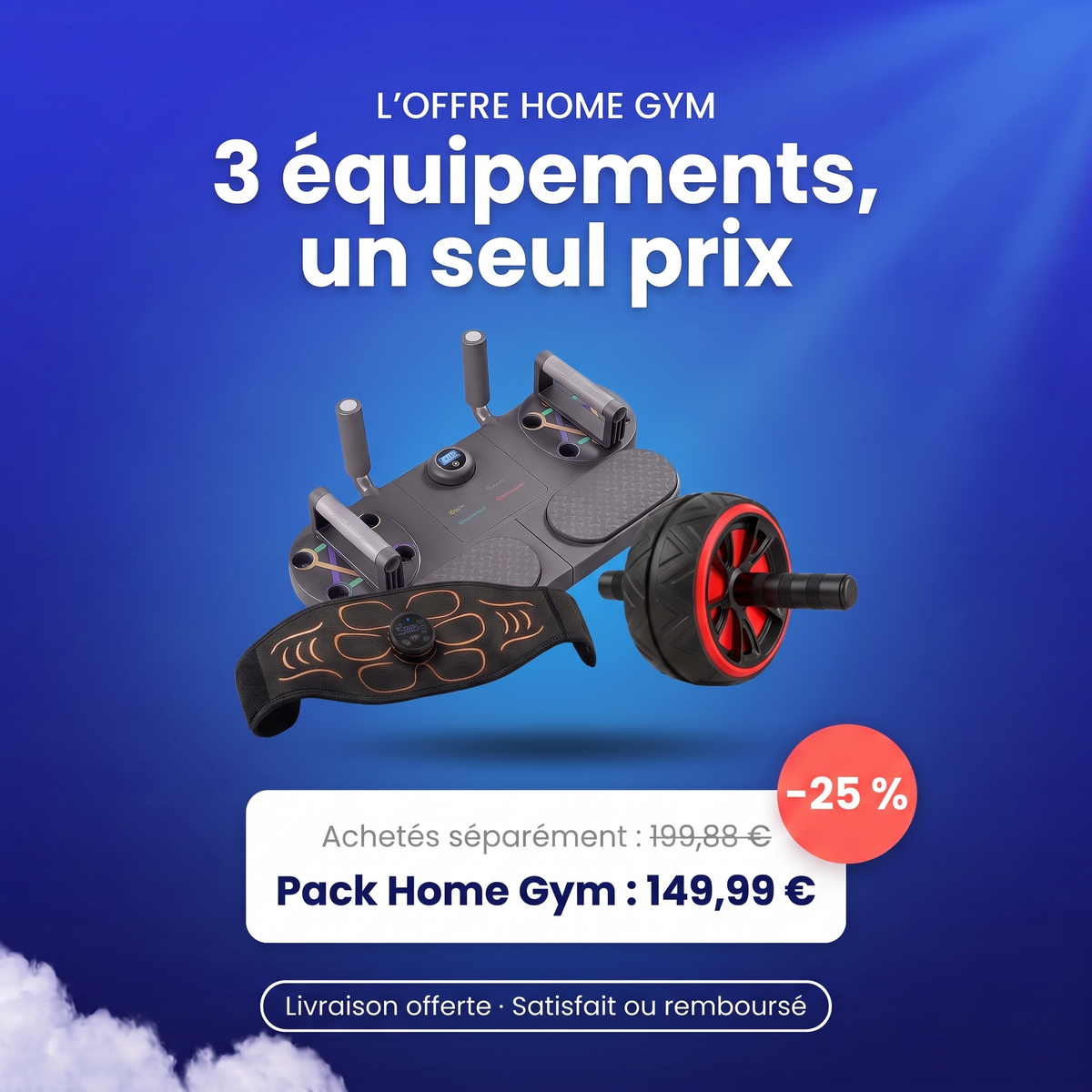 Offre Pack Home Gym : 149,99 € au lieu de 199,88 €