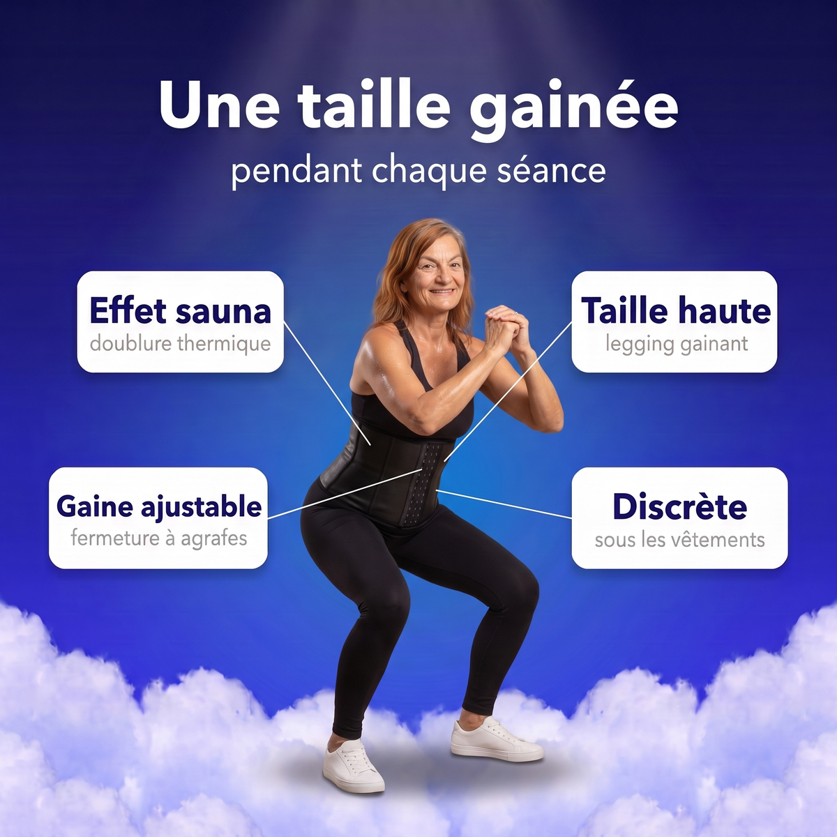 Gaine et legging de sudation femme portés pendant un squat