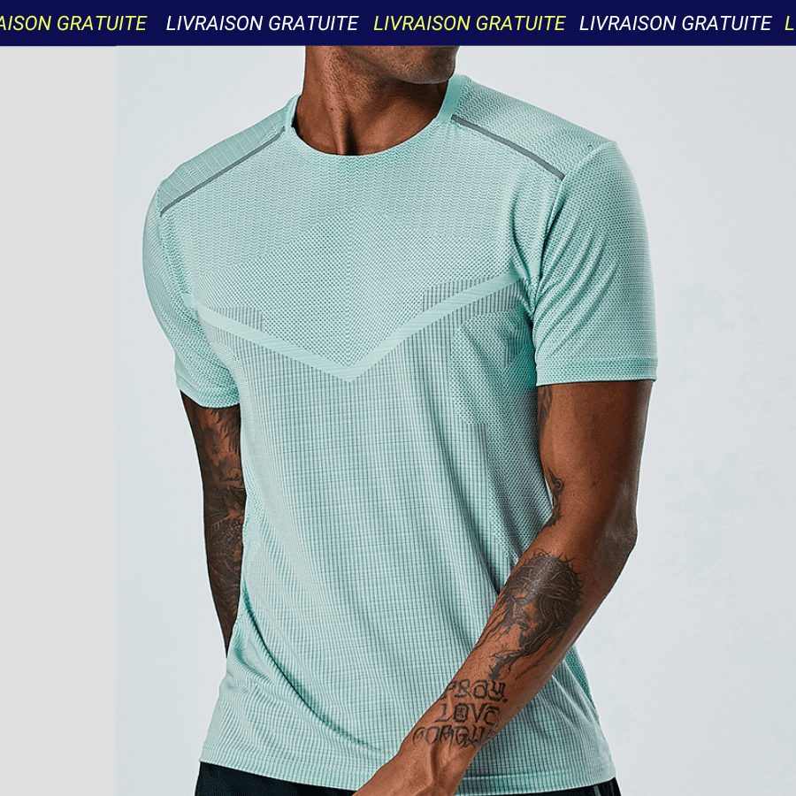 T-shirt de sport homme vert Le Sport Français — vue de face