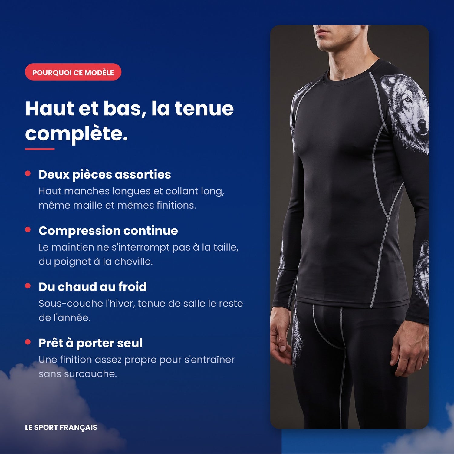 Points forts de l'ensemble de compression homme 2 pièces