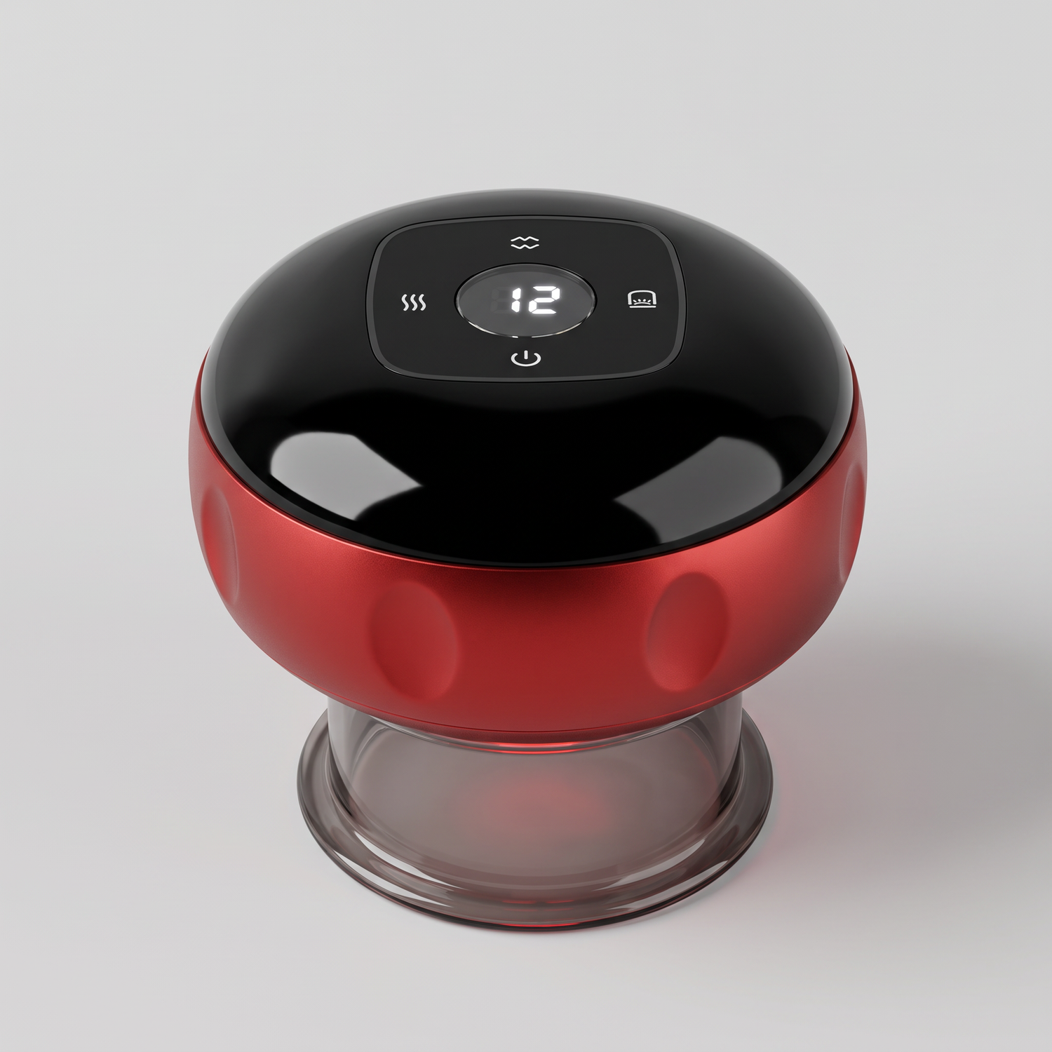 Ventouse de massage électrique chauffante Le Sport Français, rouge et noire, packshot sur fond gris