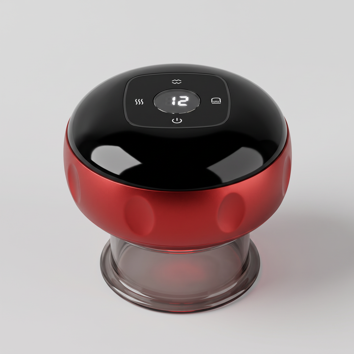 Ventouse de massage électrique chauffante Le Sport Français, rouge et noire, packshot sur fond gris