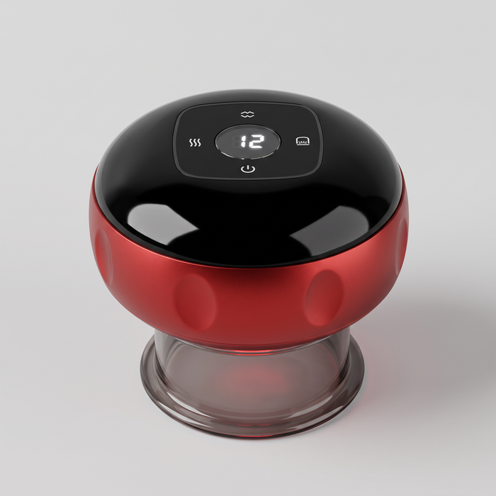 Ventouse de massage électrique chauffante Le Sport Français, rouge et noire, packshot sur fond gris