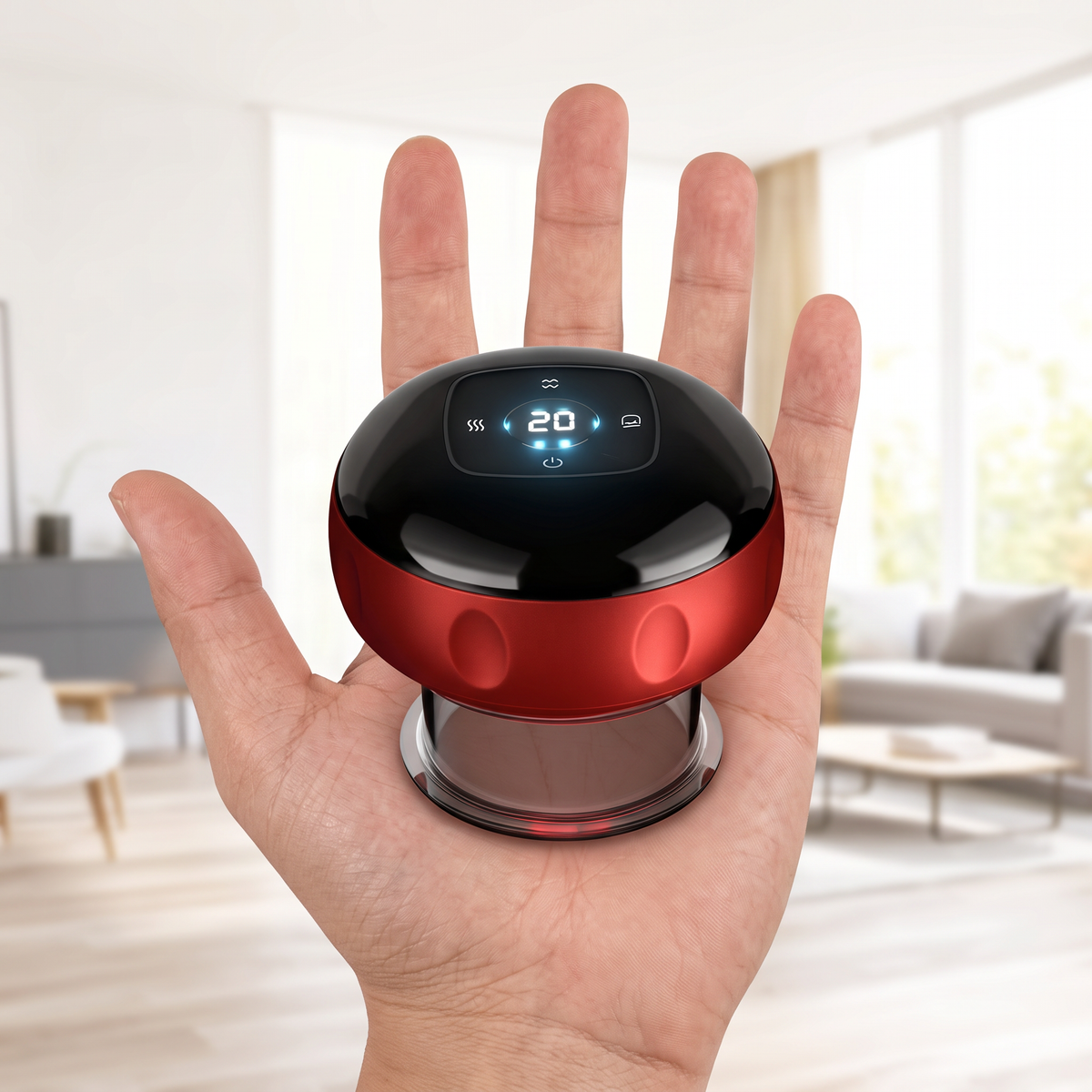 Ventouse de massage électrique tenue dans la paume de la main, format compact